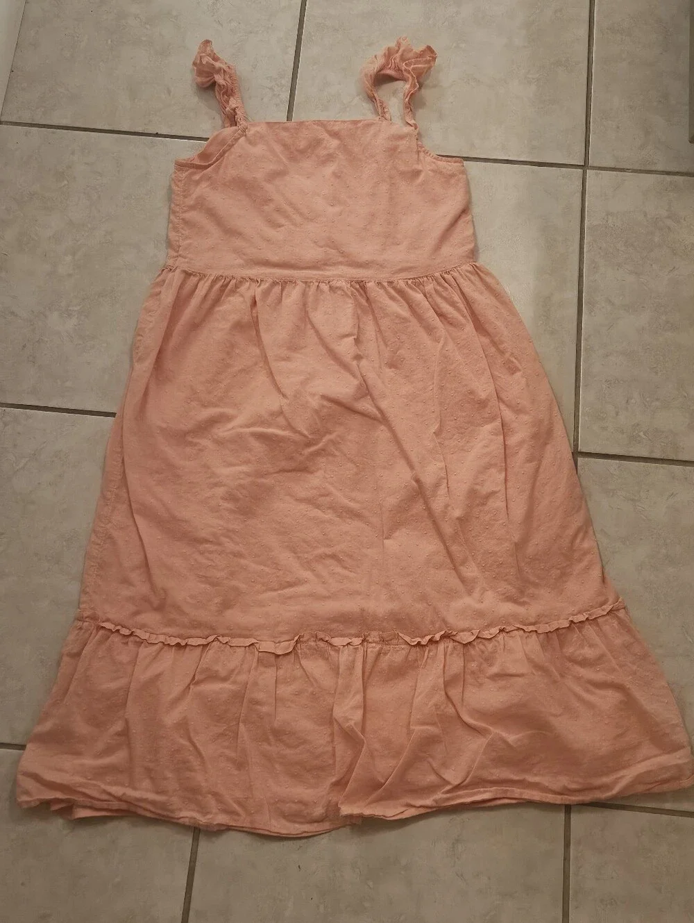 Gap Kids SZ XXL Peach Sundress Swiss Dot Lined Shirred Back Midi‎ Length